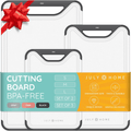 𝐁𝐏𝐀-𝐅𝐫𝐞𝐞 Cutting Boards for Kitchen - Plastic Cutting Board Set of 3, Dishwasher Safe Cutting Boards with Juice Grooves, Thick Chopping Boards for Meat, Veggies, Fruits, Non-Slip (Black)